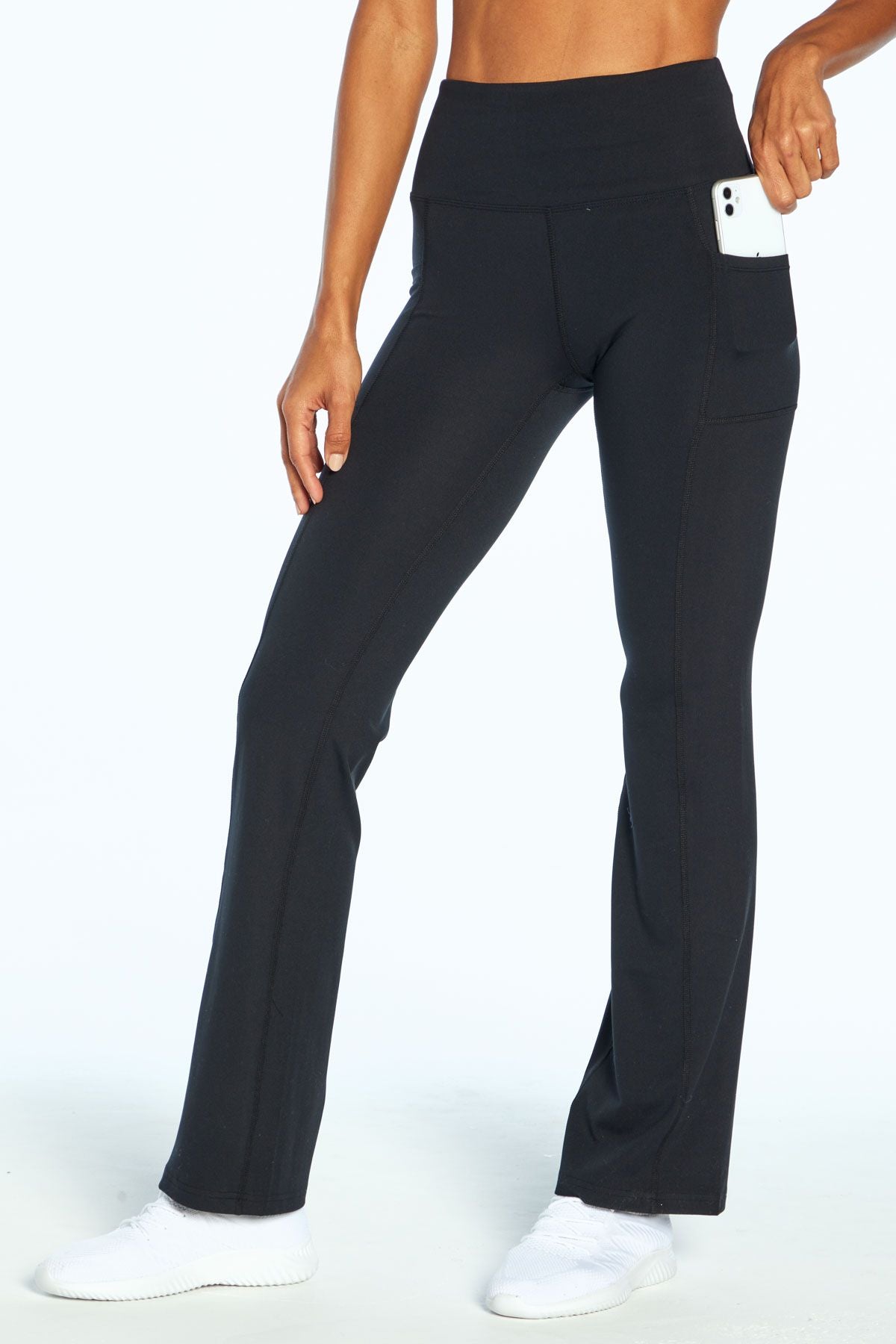 Heathyoga Women Bootcut High Waist Yoga Pants with Pockets, Black, Medium