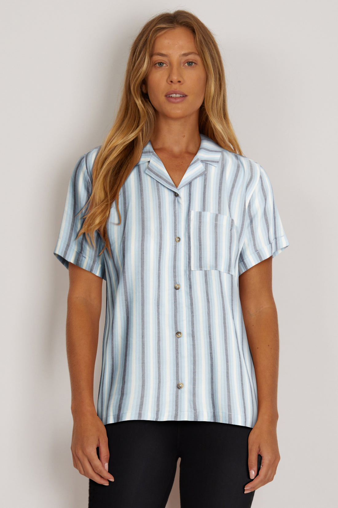 Mya Camp Button Up (Clear Sky Lilah Stripe)