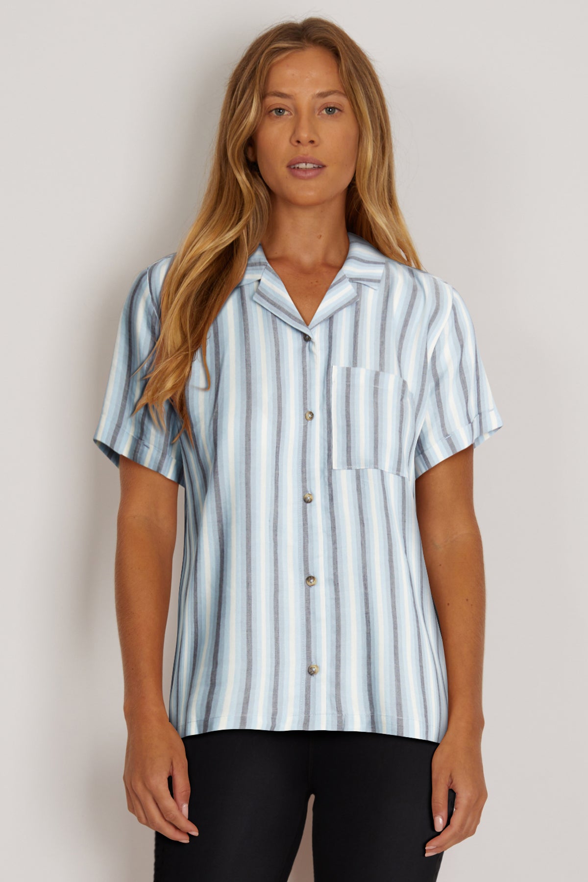 Mya Camp Button Up (Clear Sky Lilah Stripe)