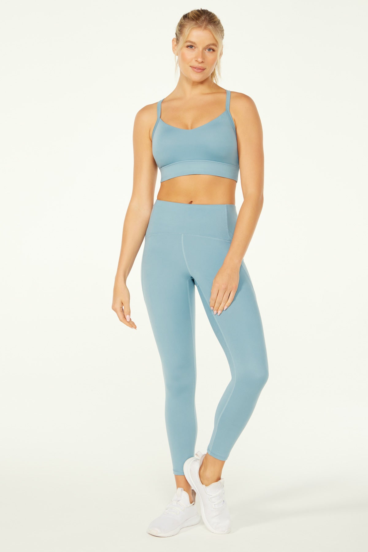 OBEEII Yoga Outfit For Women 3 Pieces Set Sports Bra Fashion Yoga Outfit  Casual Sports Wear S Light Blue 